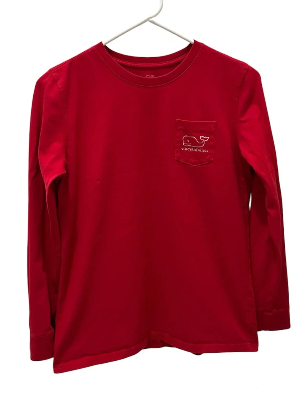 Vineyard Vines kids Vintage Whale Long-Sleeve Pocket Tee size XL Red
